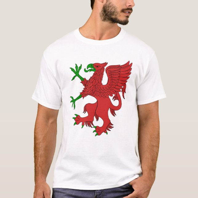 Griffin i Röd och Grönt T Shirt (Framsida)