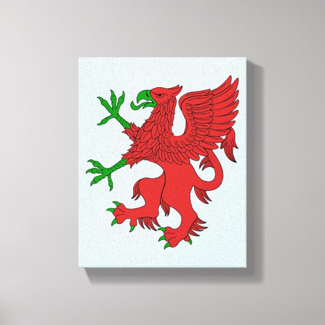 Griffin i rött och grönt canvastryck (Framsida)