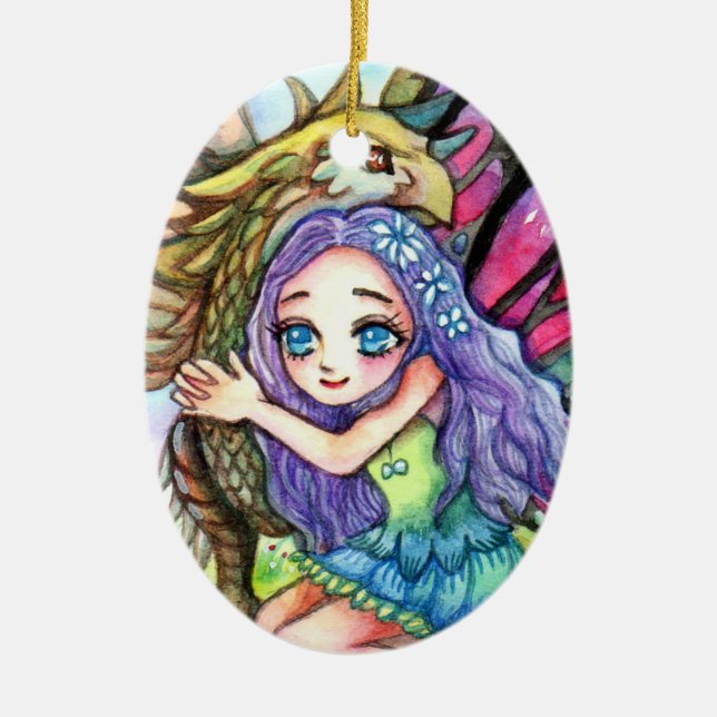 Griffin och Fairy Julgransprydnad Keramik (Framsidan)
