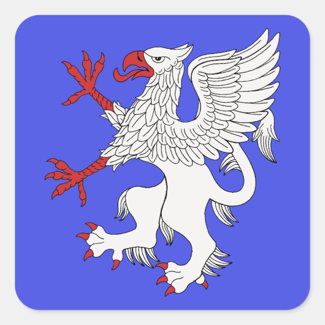 Griffin Rampant Argent Fyrkantigt Klistermärke (Framsida)