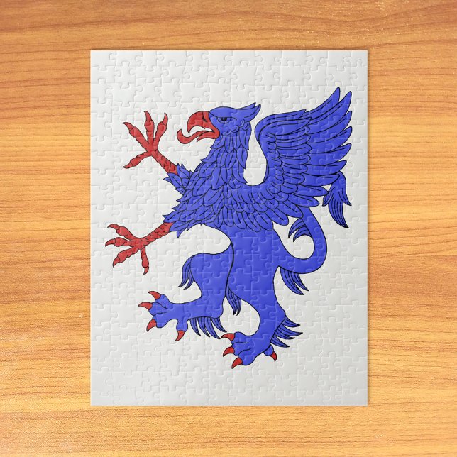 Griffin Rampant Azure Pussel (Griffin Rampant Azure Jigsaw Puzzle on Table)