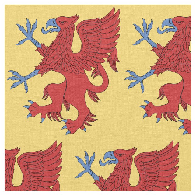 Griffin Rampant Gules Tyg (Närbild)