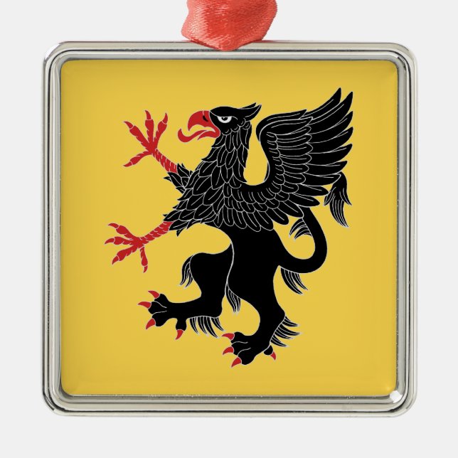 Griffin Rampant Sable Julgransprydnad Metall (Framsidan)