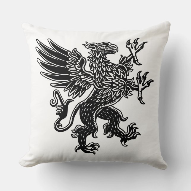 Griffin - Svartvitt Kudde (Framsida)