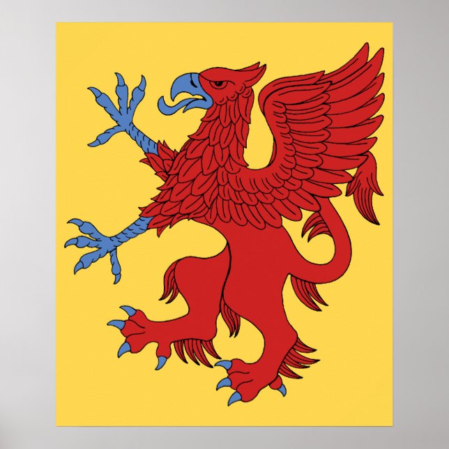 Griffin upprätt stående röd poster (Framsidan)