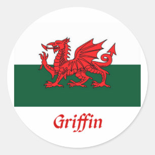 Griffin Welsh Flagga Runt Klistermärke