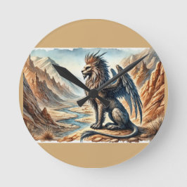 Griffins, Dragons, & Desolate landscapes Rund Klocka