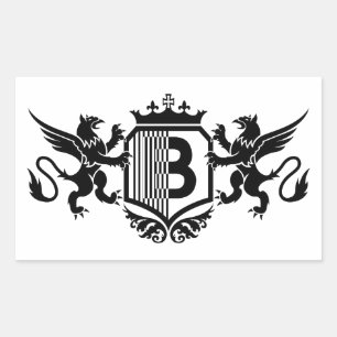 Griffins med skölden brev "B" Rektangulärt Klistermärke