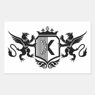 Griffins med skölden brev ’X’ Rektangulärt Klistermärke