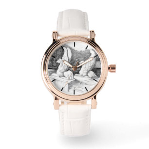 Griffinskulptering monokromt pennkonst armbandsur