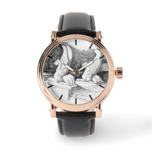 Griffinskulpturer, monokroma pennkonst armbandsur