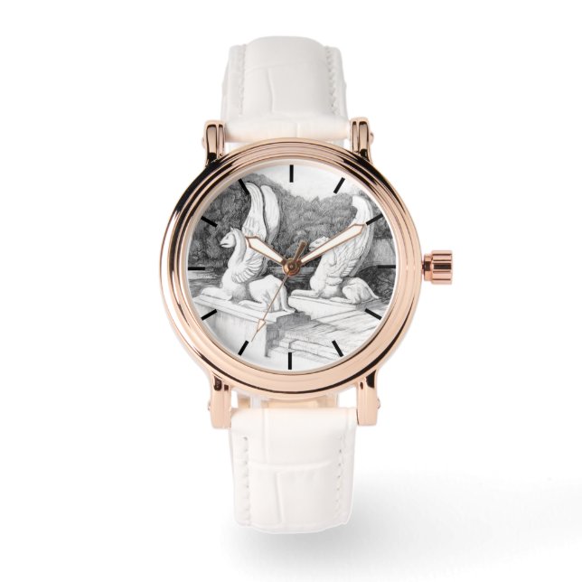 Griffinskulpturer, monokroma pennkonst armbandsur (Framsida)