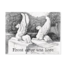 Griffinskulpturer, monokroma pennkonst