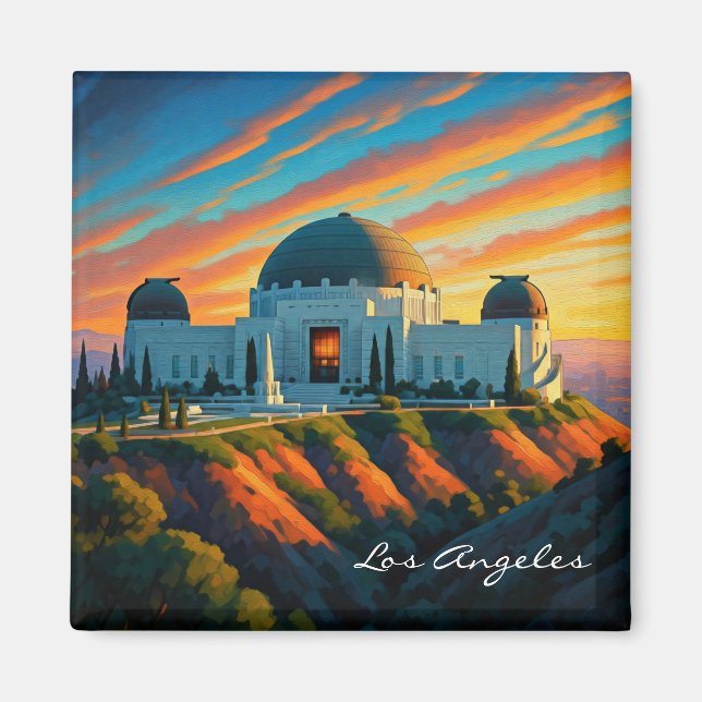 Griffith Observatory Los Angeles Sunset-vykort Magnet (Framsidan)