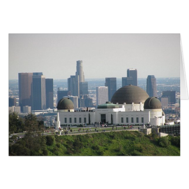 Griffith Observatory och Downtown Los Angeles Hälsningskort (Framsidan Horizontal)