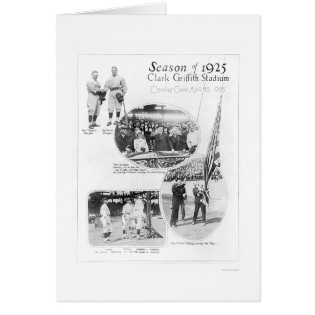 Griffith stadionbaseball 1925 hälsningskort (Framsidan)