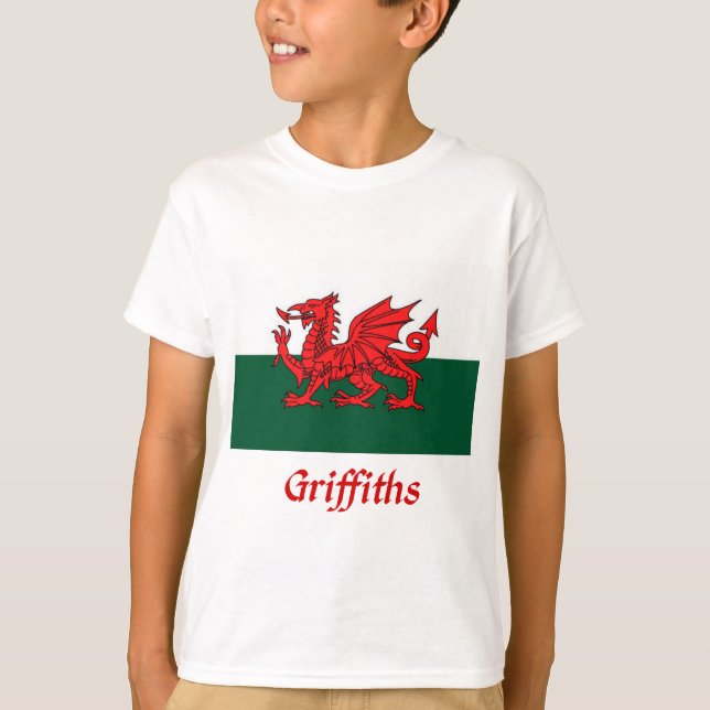 Griffiths Welsh Flagga T-shirt (Framsida)