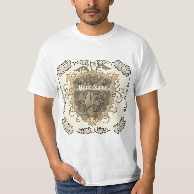 Griffon familjevapen Efternamn T Shirt (Framsida)