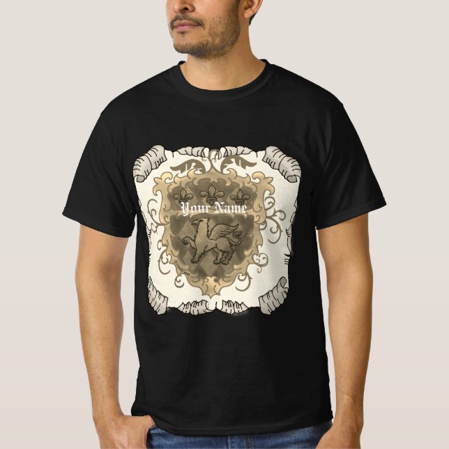 Griffon Family Crest Surname T Shirt (Framsida)