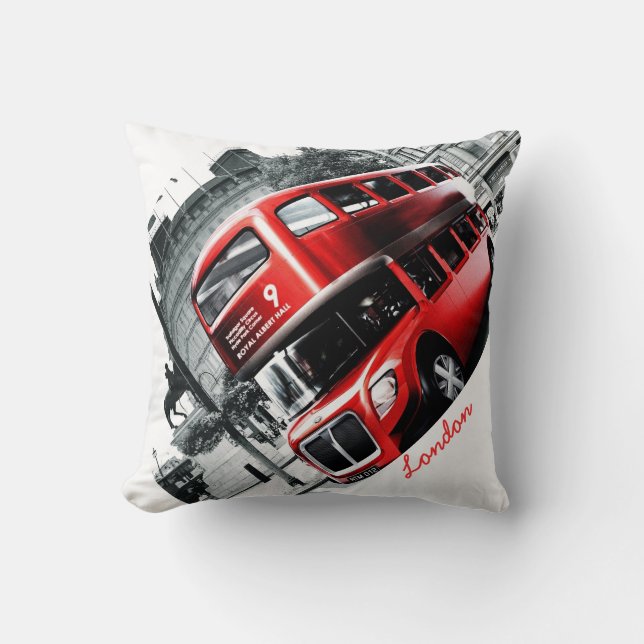 GRIG-STYLE London BusThrow kudder 16" x 16", Kudde (Framsida)