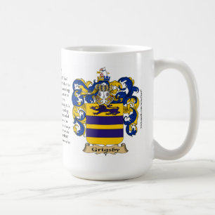 Grigsby, ursprung, det menande och vapenskölden kaffemugg