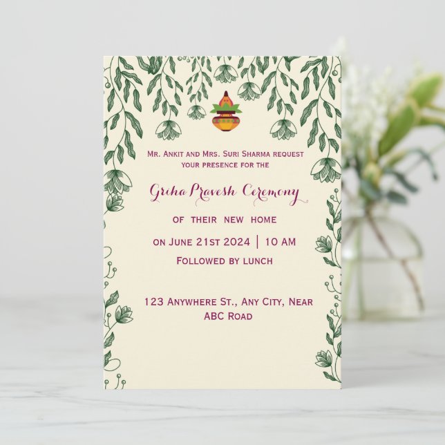 Griha Pravesh Ceremony Inbjudningar (Stående Fram)