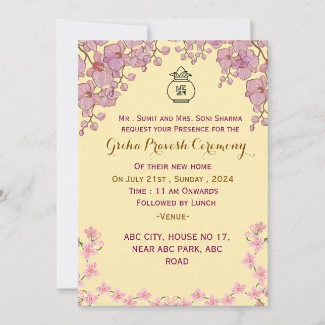 Griha Pravesh-inbjudan Inbjudningar (Framsida)