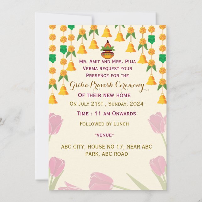 Griha Pravesh-inbjudningar Inbjudningar (Framsida)
