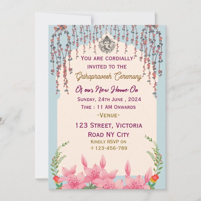 Grihapravesh Ceremony Inbjudningar (Framsida)