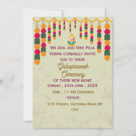 Grihapravesh Ceremony-inbjudningar Inbjudningar