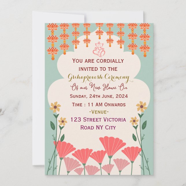 Grihapravesh Ceremony-inbjudningar Inbjudningar (Framsida)