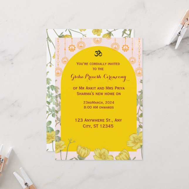 GrihaPravesh-inbjudan Inbjudningar (Fram/Back In Situ)