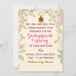 Grihapravesh Invitations Inbjudningar