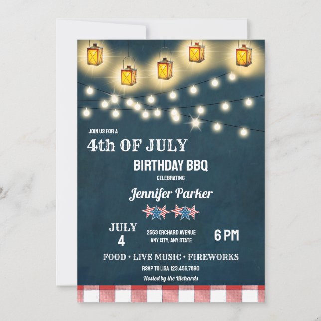 Grill | 4:e juli födelsedag inbjudningar (Framsida)