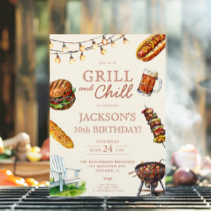 Grill and Chill Barbeque-födelsedagsfesten Inbjudningar