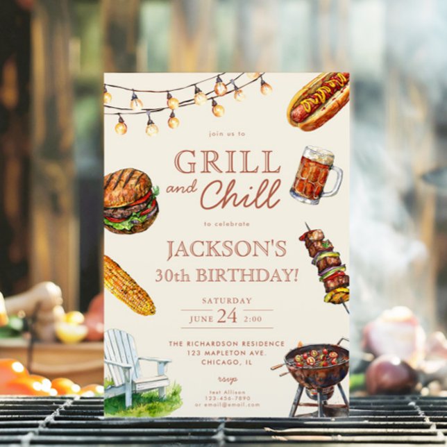 Grill and Chill Barbeque-födelsedagsfesten Inbjudningar (Skapare uppladdad)