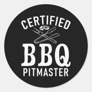 Grill Barbecue Grilling Auktoriserad Bbq Pitmaster Runt Klistermärke
