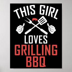 Grill Barbecue Kärlek Grilling Bbq Girl Poster