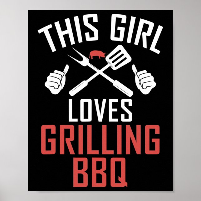 Grill Barbecue Kärlek Grilling Bbq Girl Poster (Framsidan)