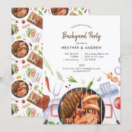 Grill BBQ Backyard Party Inbjudningar