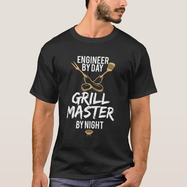Grill Bbq Master Ingenjör Funny Barbecue Gift T Shirt (Framsida)