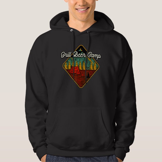 Grill Beer Camp Party Camping Firande Camper D Hoodie (Framsida)