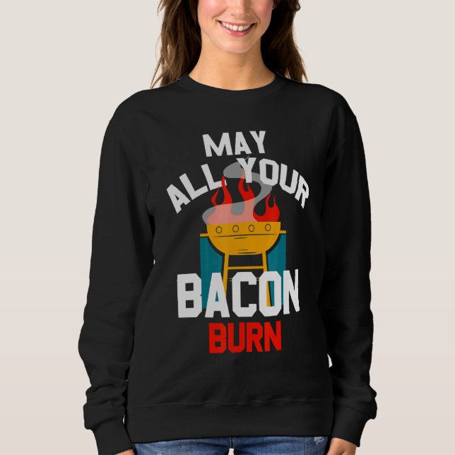 Grill Burning Bacon T Shirt (Framsida)