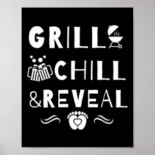 Grill Chill och Visa New pappa Gender Reveal Par Poster