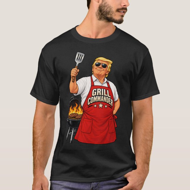 Grill Commander BBQ-förkläde Grafik T Shirt (Framsida)
