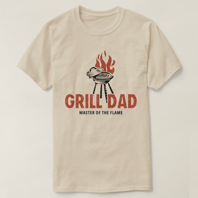 Grill Dad Master of the Flame Funny Grilling BBQ T Shirt (Design framsida)