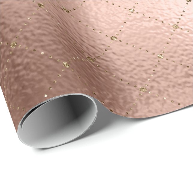 Grill Diamond Ro Guld Rosa Princess Glitter Presentpapper (Rullad Hörn)