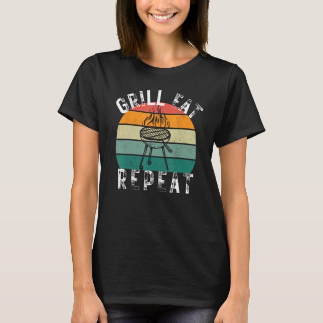 Grill eat repeat cool grilling lover grilling meat t shirt (Framsida)