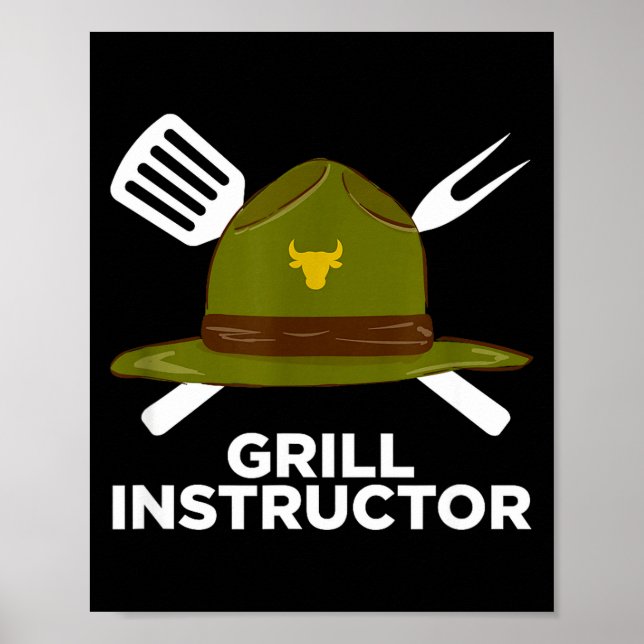 Grill instruktör rolig bbq pitmaster grillande pap poster (Framsidan)
