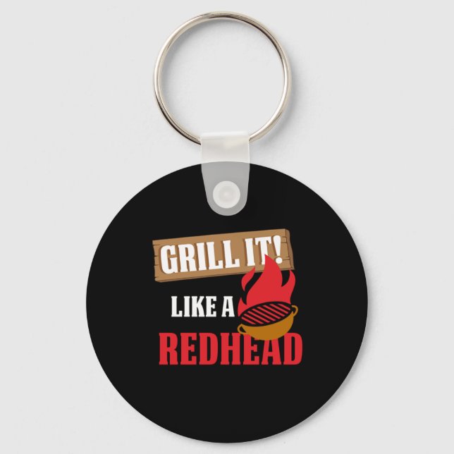 Grill Ir som ett Rödhårig Red Hair Ginger BBQ Barb Nyckelring (Framsida)